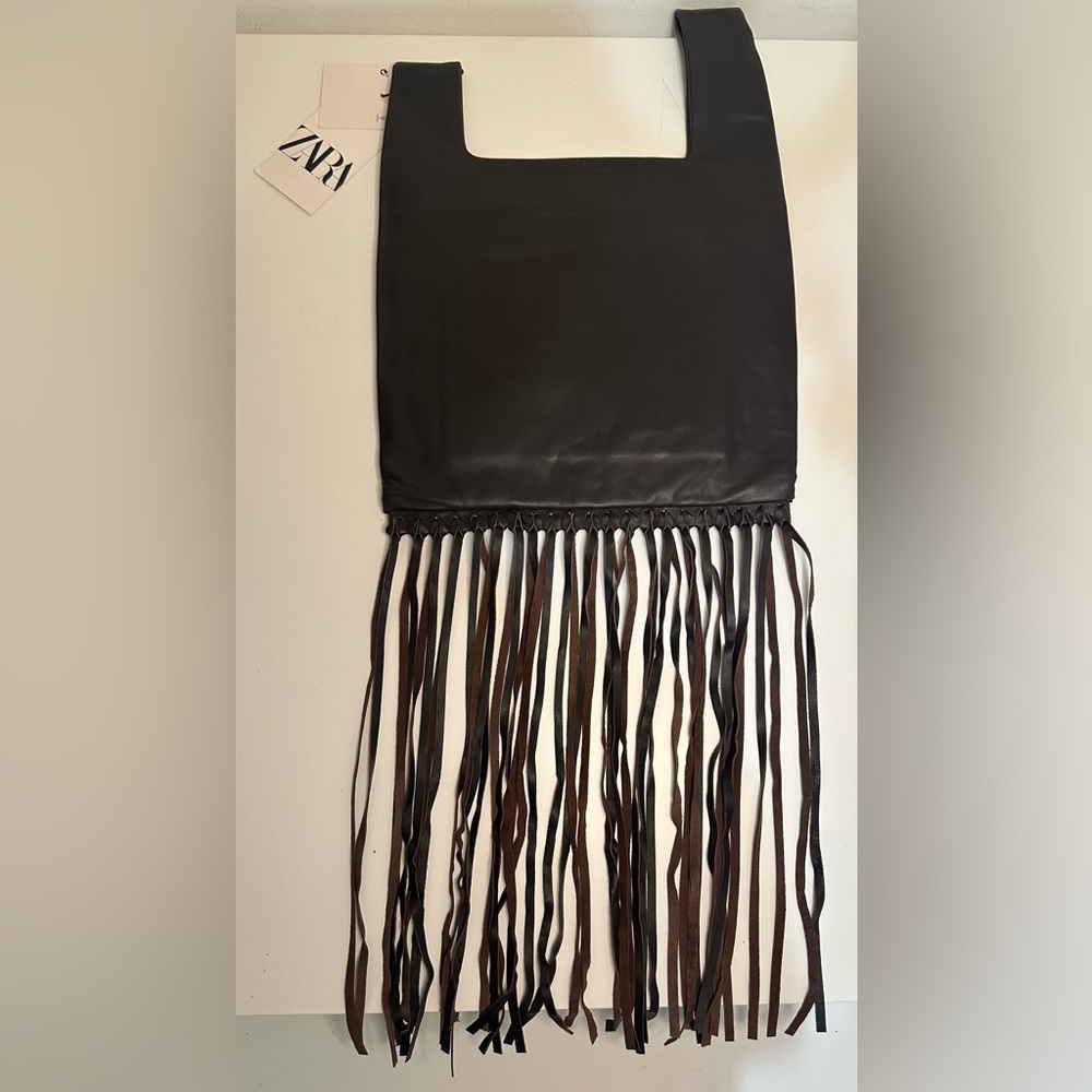 Zara Brown Hobo Bag with Fringe